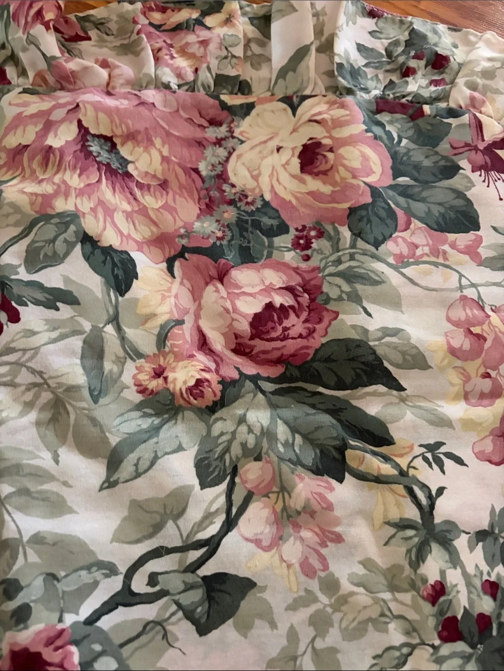 Floral Ruffled Pillow Shams in Pink & Green - Classic Home Accent